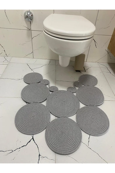 HHKARTS Jüt Klozet Önü Paspas Gri - Resim 3