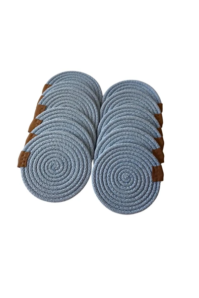 HHKARTS Jüt Bardak Kupa Altlığı Açık Mavi 13cm 12li - Resim 5