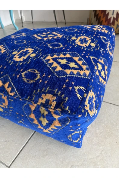 oushak Kilim Desenlİ Otantik Bahçe Balkon Minderi Çift Taraflı Fermuarlı PUF KILIFI Şönil KILIFI - Resim 2