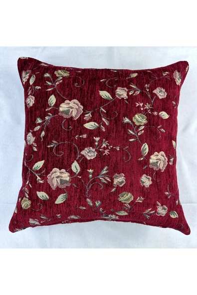 HHKARTS Çiçek Desenli Yastık Kılıfı Çift Taraflı Goblen Kumaş Kapalı Fermuarlı Kırlent 4'lü 40x40 - Resim 3
