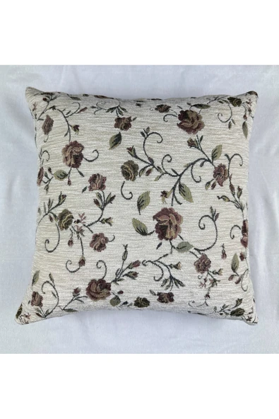 HHKARTS Çiçek Desenli Yastık Kılıfı Çift Taraflı Goblen Kumaş Kapalı Fermuarlı Kırlent 2'Lİ 40x40 - Resim 2