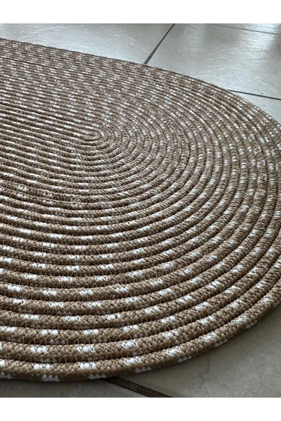 HHKARTS Jüt Düz Banyo Paspası Oval - Resim 2