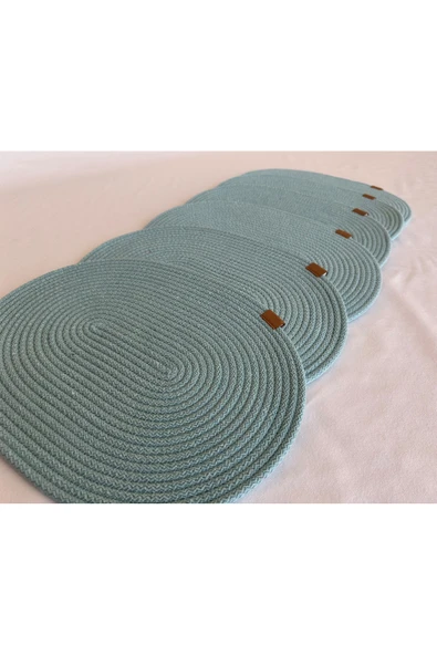 HHKARTS Jüt Amerikan Servis Sofra Altlığı, Masa Dekoru Supla Oval Mint 30x40 6lı - Resim 3