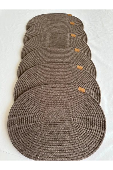 HHKARTS Jüt Amerikan Servis Sofra Altlığı, Masa Dekoru Supla Oval Sepya 30x40 6lı - Resim 3