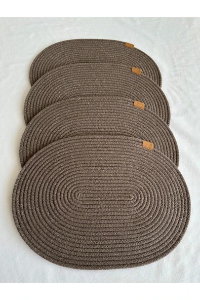 HHKARTS Jüt Amerikan Servis Sofra Altlığı, Masa Dekoru Supla Oval Sepya 30x40 4lü - Resim 2