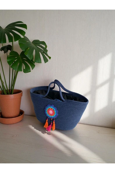 HHKARTS Hasır Görünümlü Omuz Çantası , Kol Çantası , Plaj Çantası - Resim 8