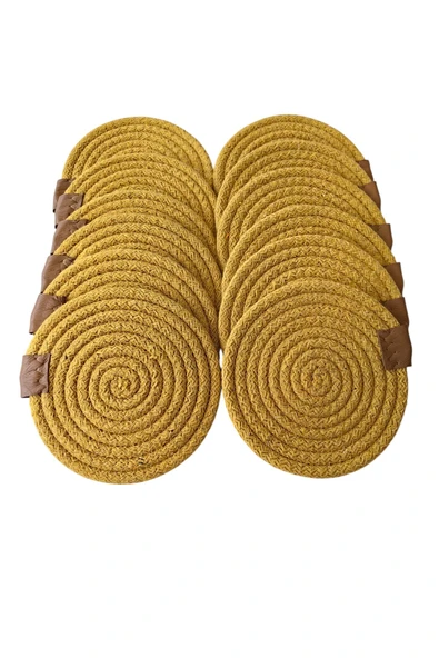 HHKARTS Jüt Bardak Kupa Altlığı Hardal 13cm 12li - 2