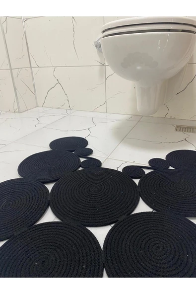 HHKARTS Jüt Klozet Önü Paspas Siyah - Resim 3