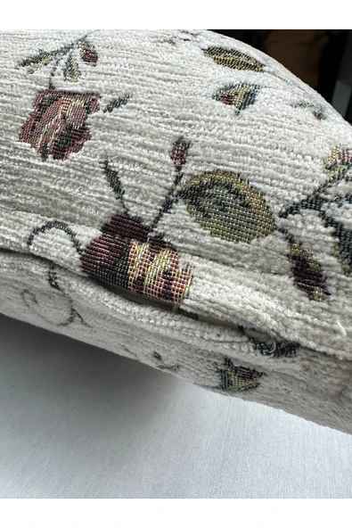 HHKARTS Çiçek Desenli Yastık Kılıfı Çift Taraflı Goblen Kumaş Kapalı Fermuarlı Kırlent 40x40 - 6