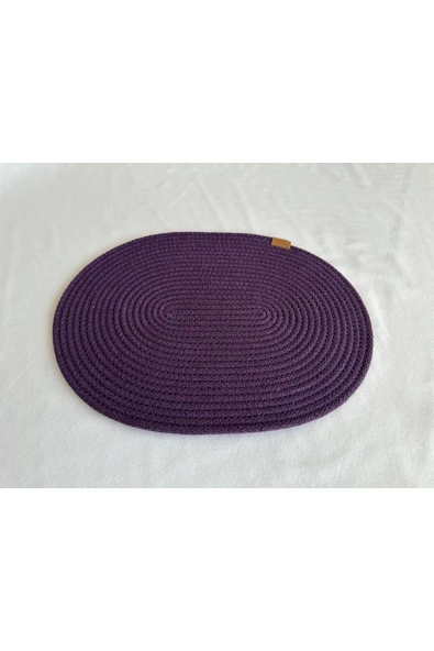 HHKARTS Jüt Amerikan Servis Sofra Altlığı, Masa Dekoru Supla Oval Mor 30x40 8li ürün görseli