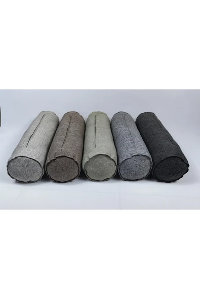HHKARTS Keten Kumaş Silindir Yastık Fermuarlı Bolster Yoga Yastık Kılıfı Antrasit 20x50 - Resim 7