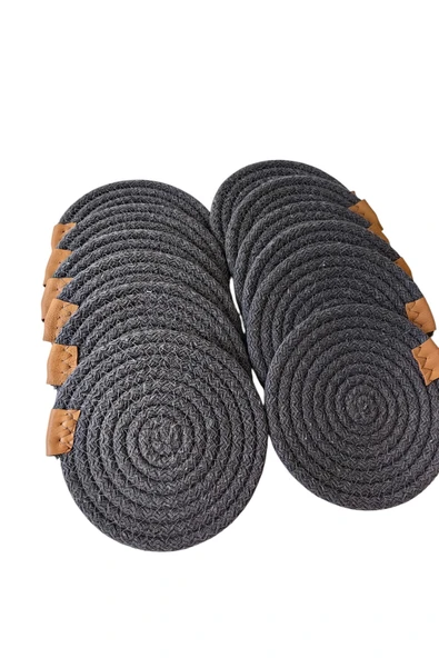 HHKARTS Jüt Bardak Kupa Altlığı Antrasit 13cm 12li - Resim 4