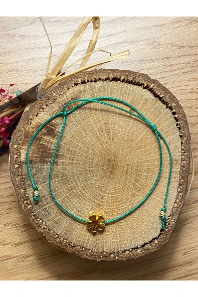 BAE ATOLYE Yeşil Yonca Ip Bileklik ürün görseli