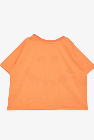 Kız Çocuk Simli Thank You Yazı Baskılı Turuncu Crop - Resim 2
