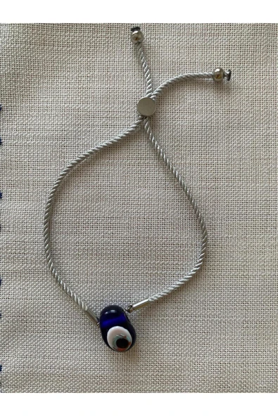 BAE ATOLYE Asansör Ip Bileklik Nazar Boncuğu Mavi -hediyelik Bileklik-El yapımı Murano cam - Resim 2