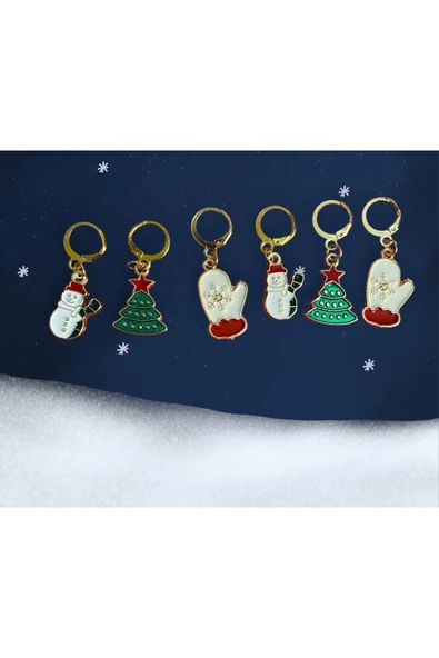 BAE ATOLYE 6 LI YILBAŞI NOEL TEMALI KÜPE SET ürün görseli