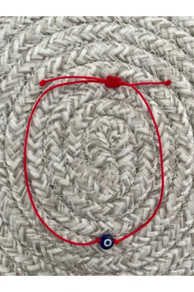 BAE ATOLYE Cam Nazar Boncuklu Kırmızı Ip Bileklik ürün görseli