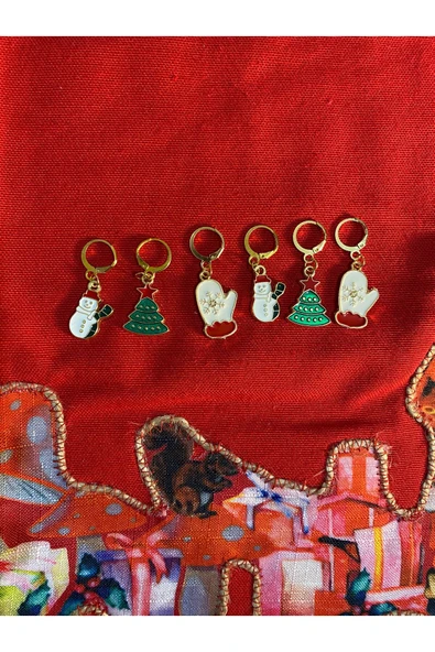 BAE ATOLYE 6 LI YILBAŞI NOEL TEMALI KÜPE SET - Resim 2