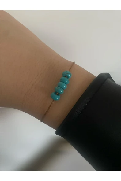 BAE ATOLYE 5li Doğal Turkuaz Mavi Boncuk Bileklik ürün görseli