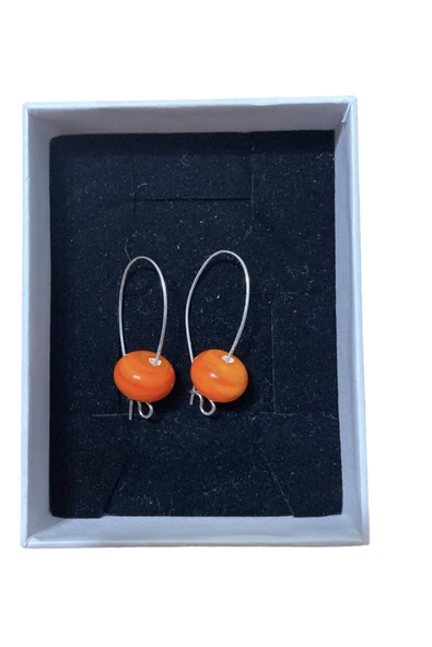 BAE ATOLYE Turuncu Top Cam Murano Küpe ürün görseli