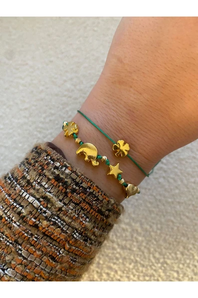 BAE ATOLYE Yeşil Yonca Ip Bileklik - Resim 2