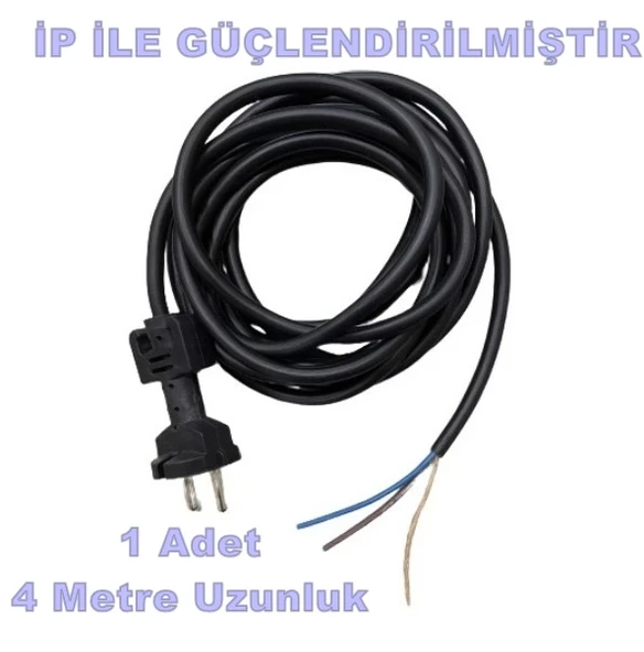 ENDER 2x1.5mm 4 Metre lik Hazır Fişli Slikon Kablo İp Takviyeli 4mt (Matkap ve Benzeri El Aletleri İçin Kaliteli Kablo) - 2