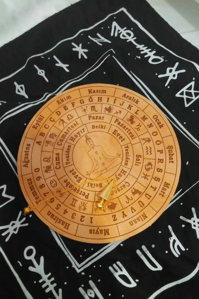 Pandül Sarkaç Tahtası Türkçe Ahşap Sarkaç Örtüsü Pirinç Pandül Ritüel Set - Resim 3