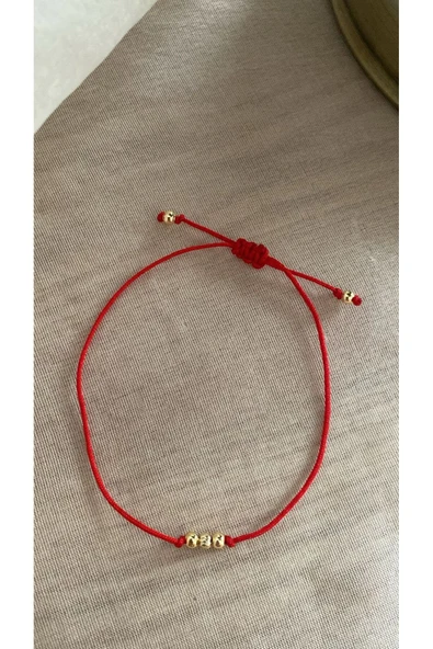 BAE ATOLYE Kırmızı Top Bileklik 3 taş ürün görseli