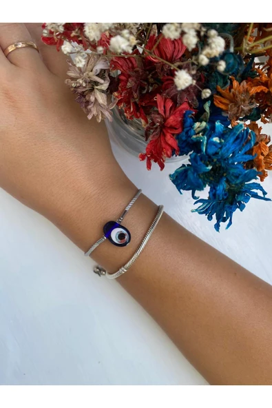 BAE ATOLYE Asansör Ip Bileklik Nazar Boncuğu Mavi -hediyelik Bileklik-El yapımı Murano cam ürün görseli