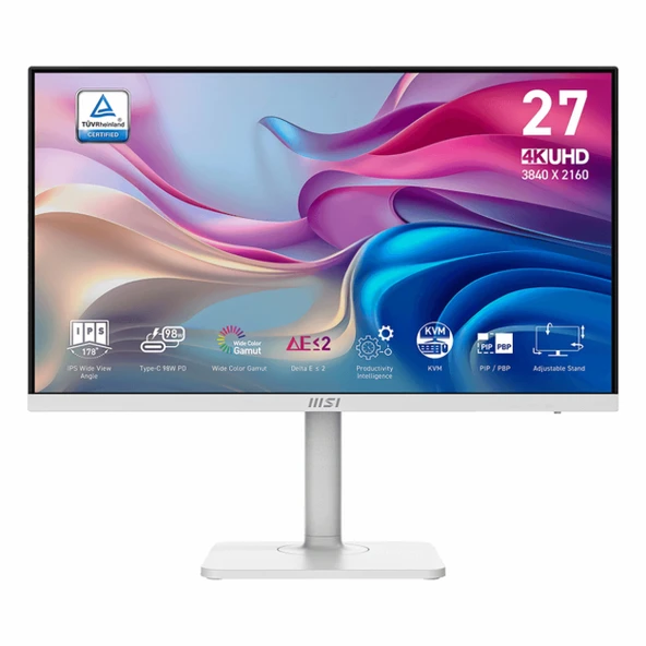 MSI Modern MD272UPHW 27" 60Hz 4Ms HDMI+DP+USB-C HDR UHD Adaptive-Sync IPS Pivot Vesa Monitör ürün görseli 1