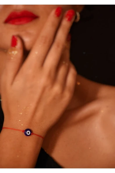 biconsept Nazar Boncuklu Kırmızı Ip Bileklik - Resim 2