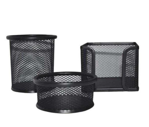 Stilo Metal Masa Seti 3Lü Siyah Notluk Kalemlik Ataşlık ürün görseli