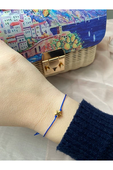 BAE ATOLYE Beyaz Yıldız Mavi Ip Bileklik ürün görseli
