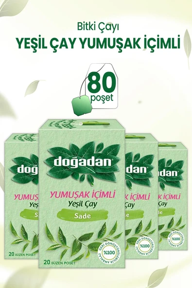 Doğadan Yeşil Çay Yumuşak İçimli 20'li x 4 adet ürün görseli