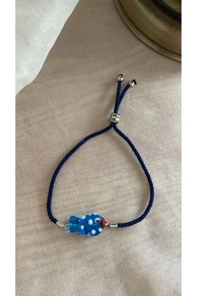 BAE ATOLYE Murano Cam Boncuklu Lacivert Balık Bileklik ürün görseli