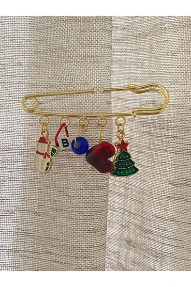 BAE ATOLYE Yılbaşı Koleksiyonu Çamağacı Kardan Adam Cam Kalp Iskoç Yaka Iğnesi Broş Yeniyıl - Resim 3