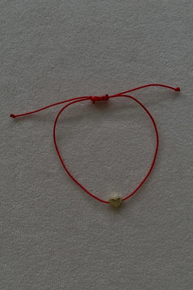 boutique bigiy Kalpli Kırmızı İp Bileklik - Resim 3