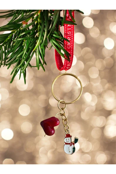 BAE ATOLYE Yeni Yıl Anahtarlık Kardam Adam Cam Murano Christmas Altın Kaplama Aksesuar Yılbaşı Cam Anahtarlık ürün görseli