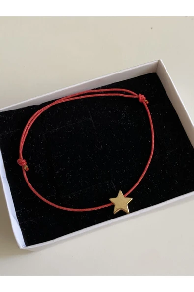 Mia Aksesuar Kadın Kırmızı Ip Yıldız Halhal ürün görseli