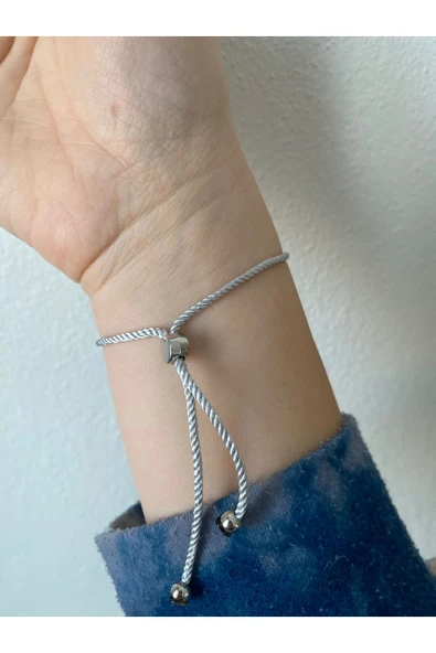 BAE ATOLYE Turuncu Cam  Balık Murano Asansör Gri İp Bileklik - Resim 3