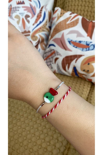 BAE ATOLYE Renkli Cam Murano Balık Beyaz Asansör İp Bileklik ürün görseli