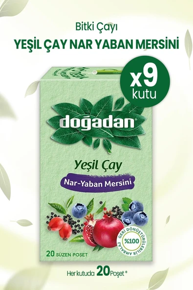 Doğadan Yeşil Çay Nar Yaban Mersini 20'li Paket x 9 Adet