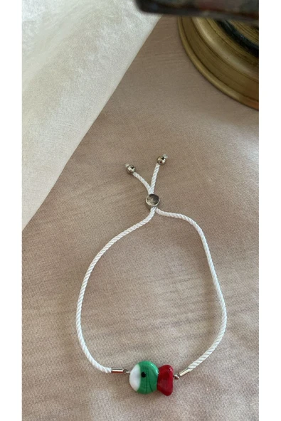 BAE ATOLYE Renkli Cam Murano Balık Beyaz Asansör İp Bileklik - Resim 2