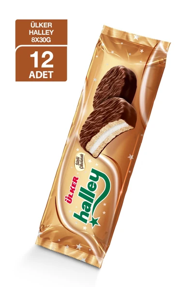 Ülker Halley Kaplamalı Çikolata Pasta 8 li / 240 gr x 12 Adet