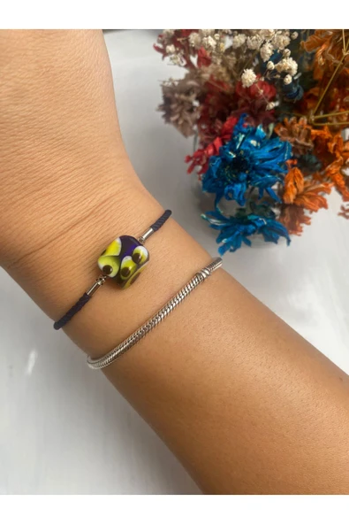 BAE ATOLYE Asansör Ip Bileklik Nazar Mavi -hediyelik Bileklik-El yapımı Murano cam ürün görseli