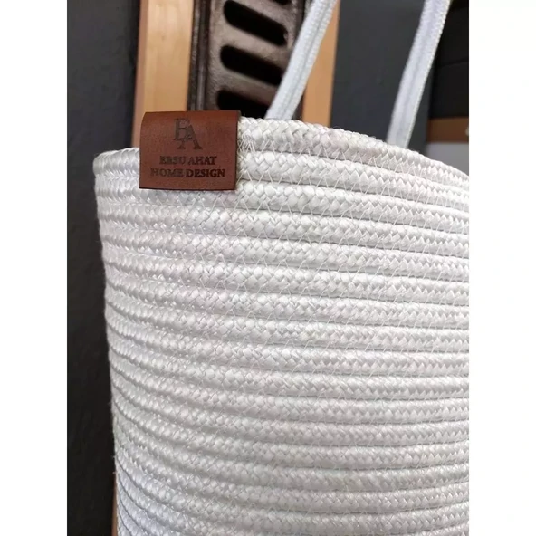 Doğal Hasır Jüt El Örmesi Günlük Kullanım ve Plaj İçin Uygun Bayan Çanta-Beyaz - 2