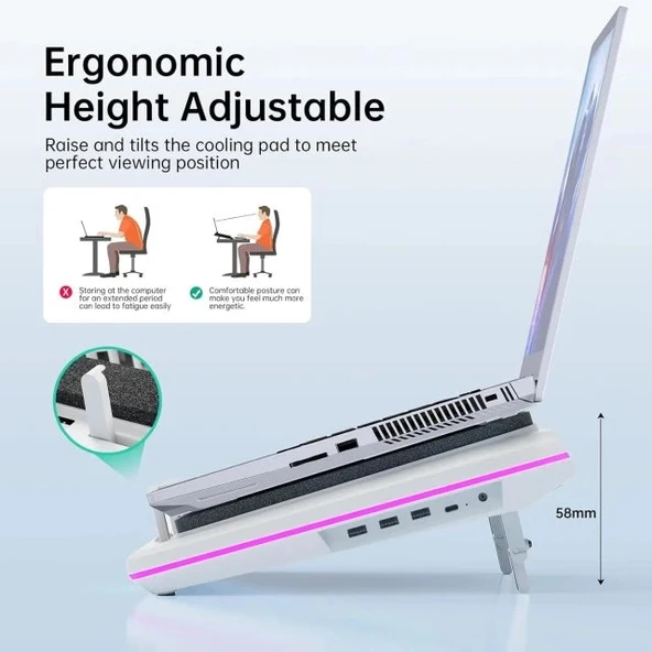 llano V12 RGB Dizüstü Bilgisayar Soğutma Pedi - Resim 4
