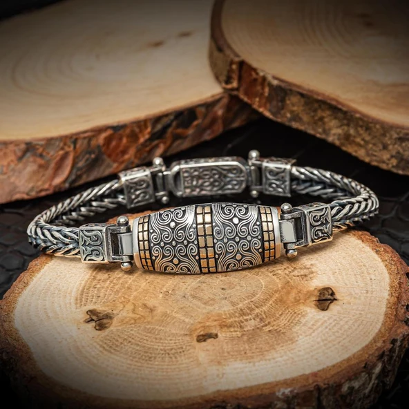 Yeni Tasarım Elişi 925 Ayar Gümüş Erkek Bileklik