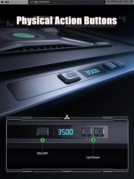 llano V10-SE Oyun Dizüstü Bilgisayarı Soğutma Pedi 3500 RPM Turbofanlı - Resim 4