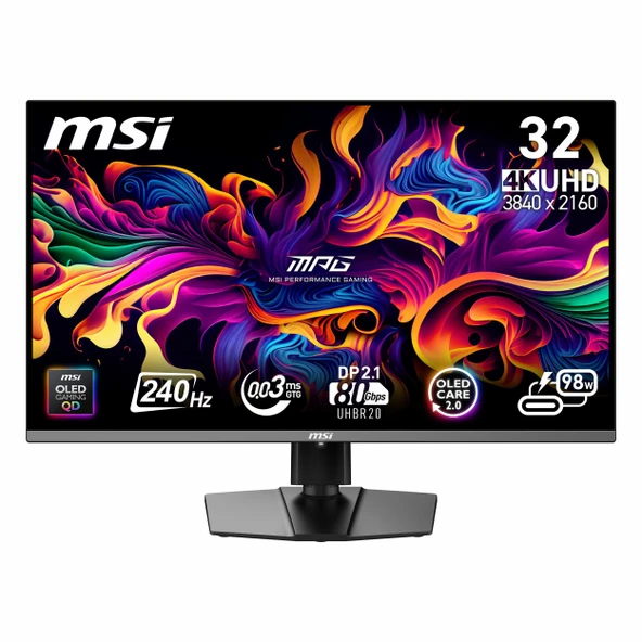 MSI MPG 322URX 31.5" 240Hz 0.03Ms HDMI+DP+USB-C HDR UHD G-Sync Adaptive-Sync OLED Vesa Monitör ürün görseli